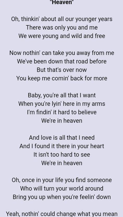 Bryan Adams – Heaven Lyrics .
